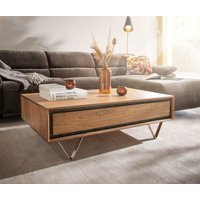 Couchtisch Stonegrace 115x60 cm Akazie Natur 2 Schubladen Steinfurnier