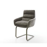 Freischwinger Abelia-Flex mit Armlehnen Bouclé Soft Schlamm Freischwinger flach Effektfinish Titan