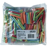 herlitz Gewinnlose, nummeriert 1-500, farbig sortiert
