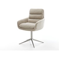 Drehstuhl Abelia-Flex mit Armlehnen Webstoff Soft Beige Fußkreuz Edelstahl 360 drehbar Wippfunktion – Bild 2