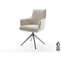 Drehstuhl Heira-Flex mit Armlehnen Webstoff Soft Beige Kreuzgestell breit Graphit 360 drehbar Wippfunktion Taschenfederkern