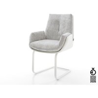 Freischwinger Clea-Flex Materialmix Echtleder Weiß-Silbergrau Freischwinger flach Weiß