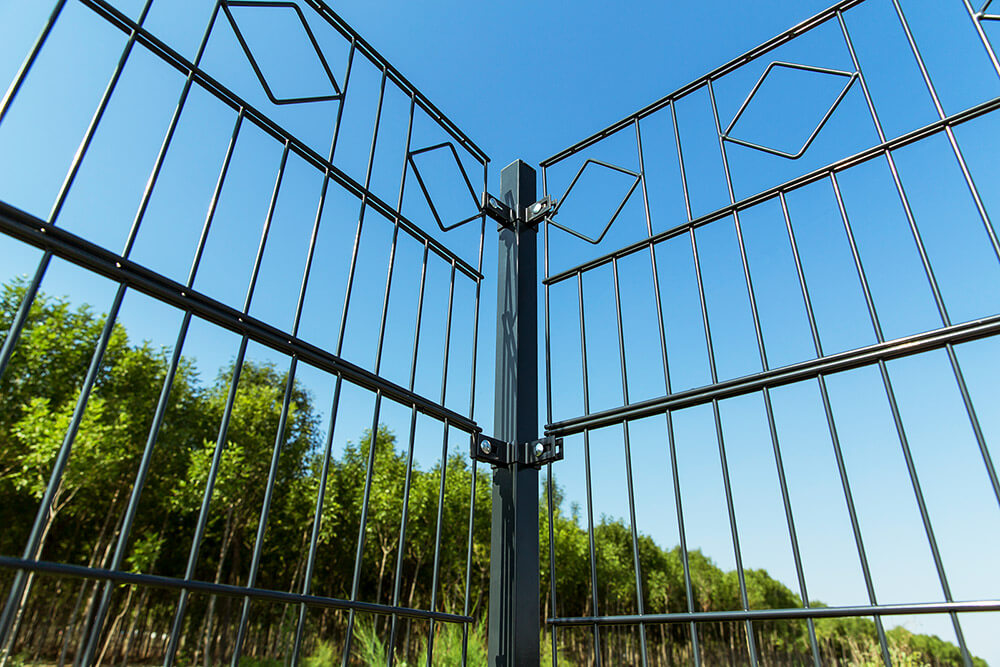 Doppelstabmattenzaun Schmuckzaun Raute inkl. Eckpfosten Anthrazit/Grün MORATA - 160 cm x 26m 2x Eckpfosten – Bild 4
