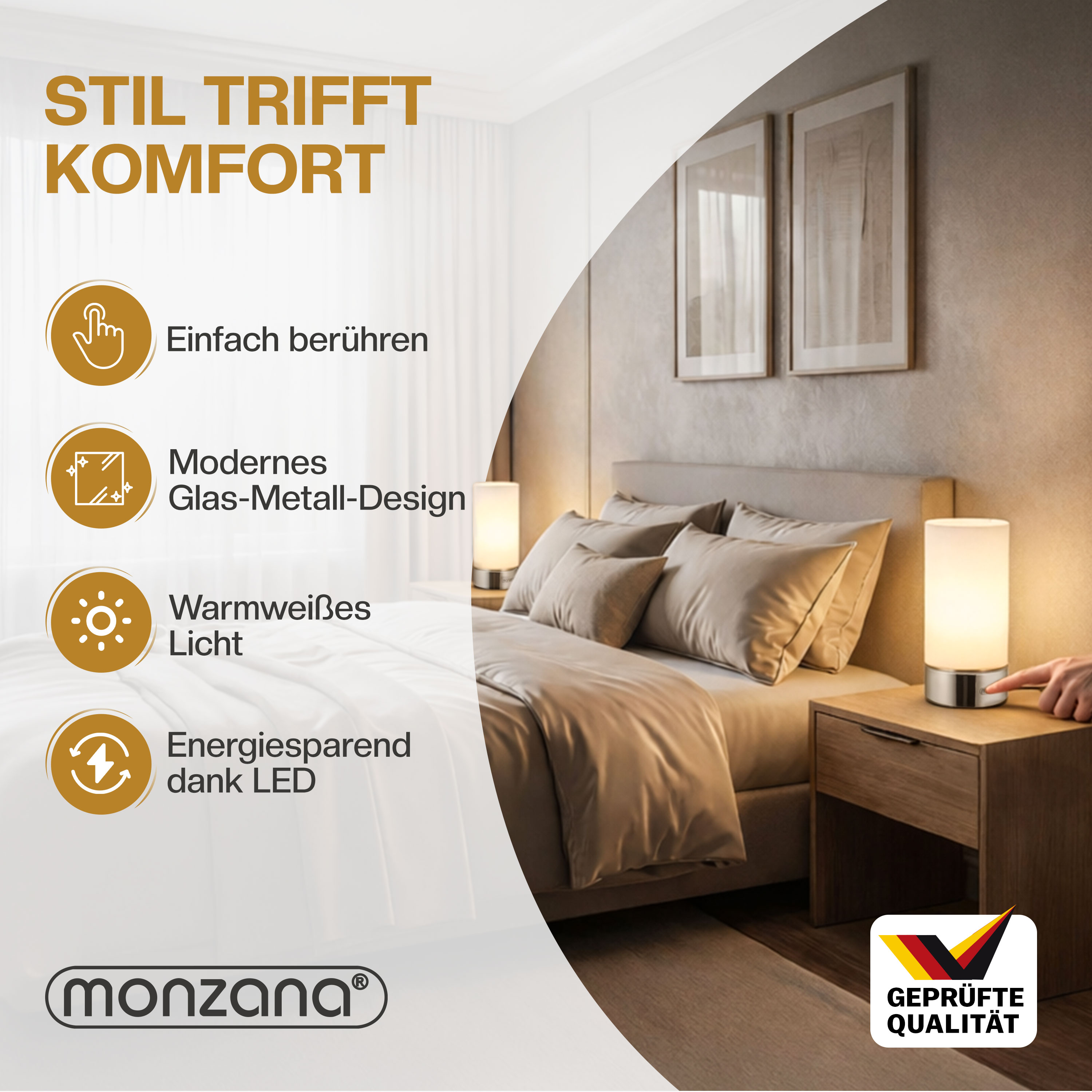 monzana Tischlampe Golau 2er-Set Weiß – Bild 2