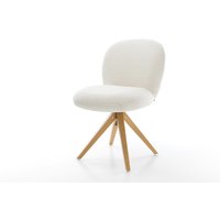 Drehstuhl Nube-Flex Bouclé Soft Beige Holzgestell kantig Natur 360 drehbar Taschenfederkern – Bild 2
