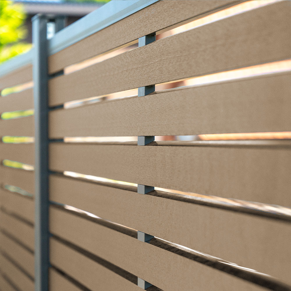 WPC Sichtschutzzaun ALIRA Teak - 1 x Element 2 x Pfosten – Bild 4