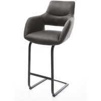 Barstuhl Yago-Flex Mikrofaser Anthrazit Vintage Freischwinger flach Metall Schwarz Taschenfederkern