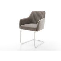 Freischwinger Greg-Flex Strukturstoff Soft Taupe Freischwinger flach Weiß Taschenfederkern