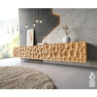 Lowboard Solu 260 cm Eiche Natur 2 Türen 6 Schübe schwebend 3D-Front