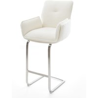 Barstuhl Nela-Flex Bouclé Soft Beige Freischwinger Flach Edelstahl Silberfarben – Bild 2