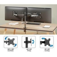 LogiLink Doppel-Monitorhalterung, Armlänge: 376 mm, schwarz