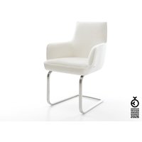 Freischwinger Heira-Flex mit Armlehnen Bouclé Soft Beige Freischwinger flach Edelstahl Taschenfederkern
