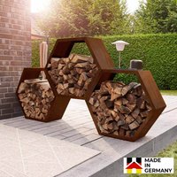 Holzlege aus Stahl ANTARES - 3 er Set Edelrost Optik - Made in Germany – Bild 2