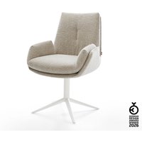 Drehstuhl Clea-Flex Webstoff Soft Beige Fußkreuz Weiß 360 drehbar Wippfunktion