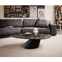 Couchtisch Edge Organisch 140x76 cm Keramik Emperador Extra Lucidato Dunkelbraun Conis Metall Schwarz
