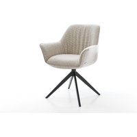 Drehstuhl Keila-Flex mit Armlehnen Webstoff Soft Beige Kreuzgestell breit Schwarz 360 drehbar Wippfunktion