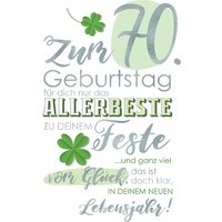 CACTUS Geburtstagskarte, Kleeblatt, - 70. Geburtstag