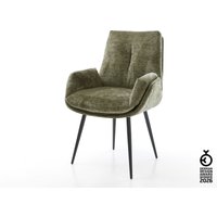 Esszimmerstuhl Clea-Flex Chenille Olive 4-Fuß konisch Schwarz