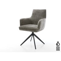 Drehstuhl Heira-Flex mit Armlehnen Bouclé Soft Schlamm Kreuzgestell breit Schwarz 360 drehbar Wippfunktion Taschenfederkern