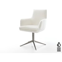 Drehstuhl Heira-Flex mit Armlehnen Bouclé Soft Beige Fußkreuz Graphit 360 drehbar Wippfunktion Taschenfederkern