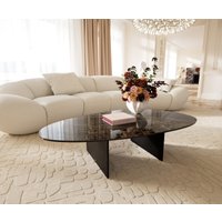 Couchtisch Edge Oval 140x75 cm Keramik Emperador Extra Lucidato Dunkelbraun Salto Metall Schwarz – Bild 2