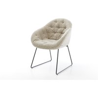 Esszimmerstuhl Gaio-Flex Webstoff Soft Beige Kufengestell Schwarz