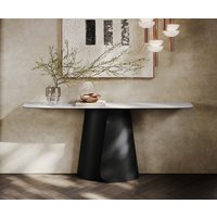 Konsolentisch Edge Boot 180x40 cm Keramik Laminam Statuarietto Weiß Livos Metall Schwarz