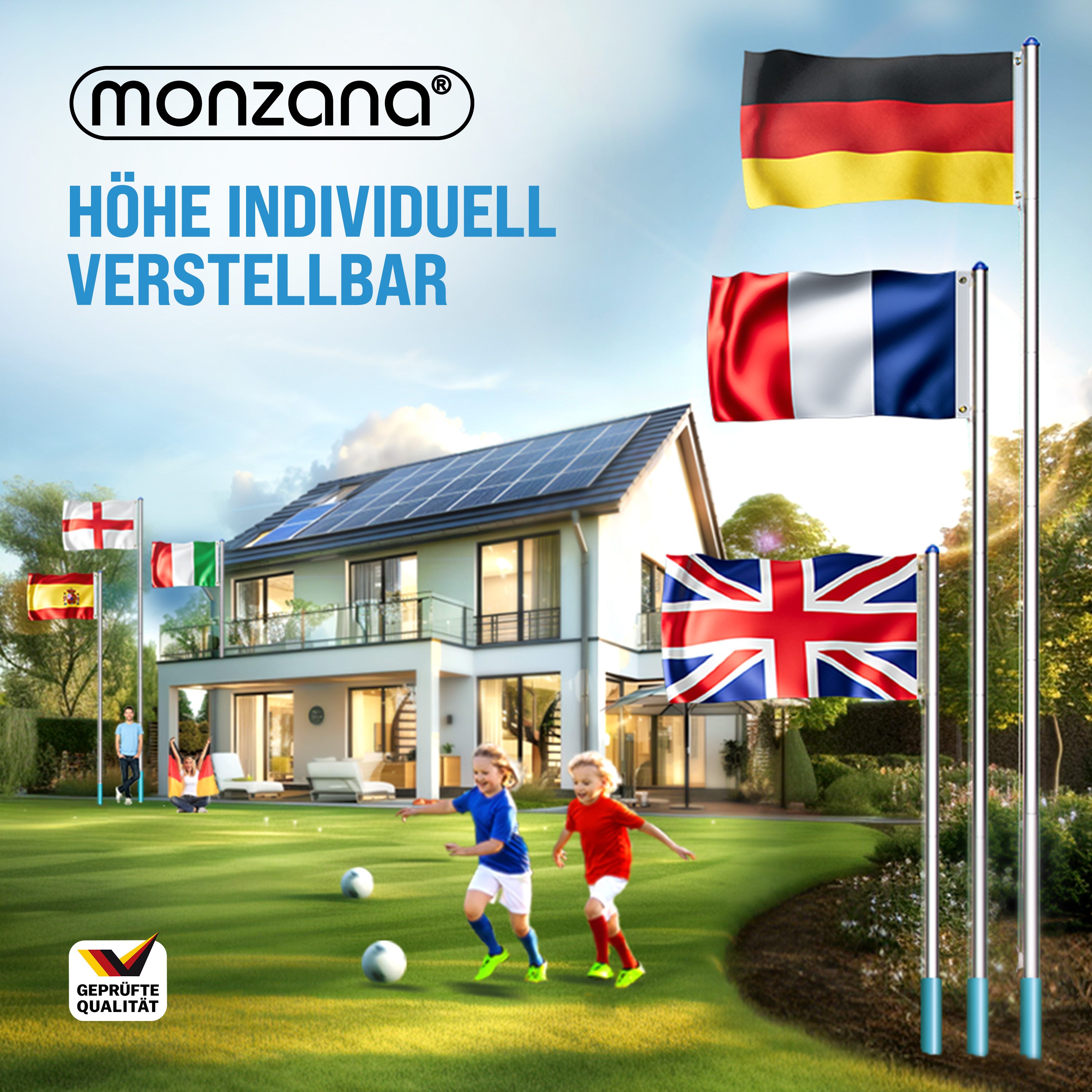 monzana Fahnenmast Alu 650cm mit Deutschland-Flagge – Bild 3