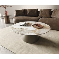 Couchtisch Edge Rund 100x100 cm Keramik Minas Melange Borna Effektfinish Titan