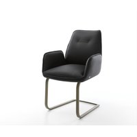 Freischwinger Zoa-Flex Echt-Leder Schwarz Freischwinger flach Effektfinish Titan