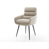 Esszimmerstuhl Abelia-Flex mit Armlehnen Webstoff Soft Beige 4-Fuß konisch Schwarz
