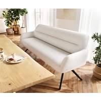 Esszimmerbank Taya-Flex 200 cm Bouclé Creme-Weiß Kreuzgestell kantig Schwarz Taschenfederkern
