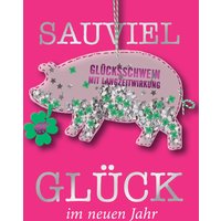 CACTUS Neujahrskarte mit Konfettischwein