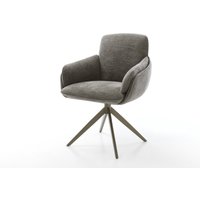Drehstuhl Luan-Flex mit Armlehnen Bouclé Soft Schlamm Kreuzgestell breit Effektfinish Titan 360 drehbar Wippfunktion