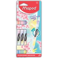 Maped Textmarker FLUO, PEPS PEN DUO Pastel, 3er Kartonblister
