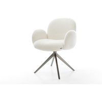 Drehstuhl Nube-Flex mit Armlehnen Bouclé Soft Beige Kreuzgestell breit Graphit 360 drehbar Wippfunktion Taschenfederkern
