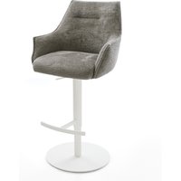 Barstuhl Alja-Flex Bouclé Soft Schlamm Drehfuß höhenverstellbar Metall Weiß Taschenfederkern