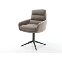Drehstuhl Abelia-Flex mit Armlehnen Strukturstoff Soft Taupe Fußkreuz Schwarz 360 drehbar Wippfunktion