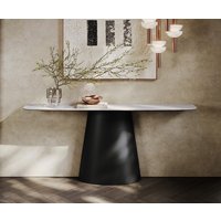 Konsolentisch Edge Boot 180x40 cm Keramik Laminam Statuarietto Weiß Conos Metall Schwarz