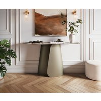 Konsolentisch Edge Polygonal 140x50 cm Keramik Patagonia Poliert Livos Metall Effektfinish Titan