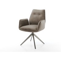 Drehstuhl Zoa-Flex Mikrofaser Taupe Vintage Kreuzgestell breit Graphit 360 drehbar Wippfunktion Taschenfederkern