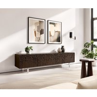 Lowboard Follia 200 cm Mango Braun 4 Türen L-Fuß Edelstahl gebürstet – Bild 2
