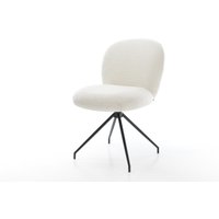Esszimmerstuhl Nube-Flex Bouclé Soft Beige Kreuzgestell konisch Schwarz Taschenfederkern