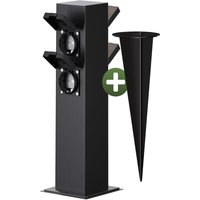 monzana Gartensteckdose Schwarz 4er-Stecker 38x12,5x12,5cm