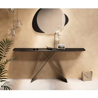 Konsolentisch Edge Boot 180x40 cm Keramik Laminam Noir Desir Braun Velio Metall Effektfinish Titan