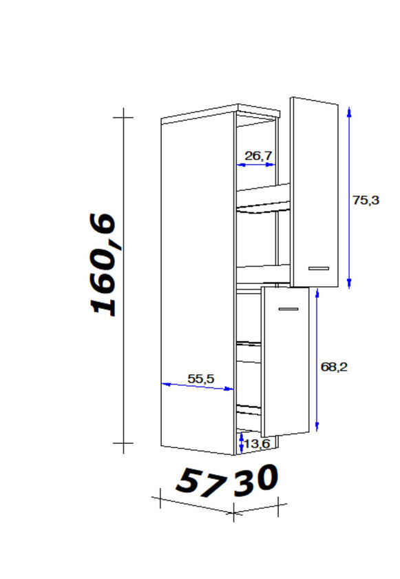 Demi-Apothekerschrank Nano Braun 30x161x60cm – Bild 3