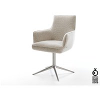 Drehstuhl Heira-Flex mit Armlehnen Webstoff Soft Beige Fußkreuz Edelstahl 360 drehbar Wippfunktion Taschenfederkern