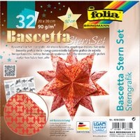 folia Faltblätter Bascetta-Stern, 200 x 200 mm, rot / gold