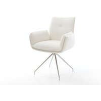 Esszimmerstuhl Nela-Flex Bouclé Soft Beige Kreuzgestell konisch Edelstahl
