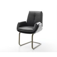 Freischwinger Clea-Flex Echt-Leder Schwarz Freischwinger flach Effektfinish Titan